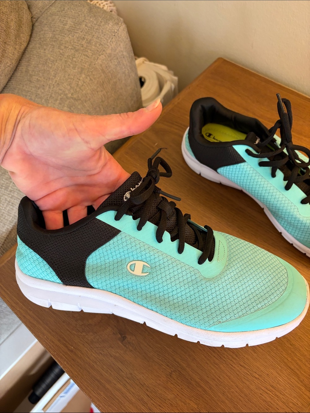 Champion Mint Green and Black Mesh Running Shoes